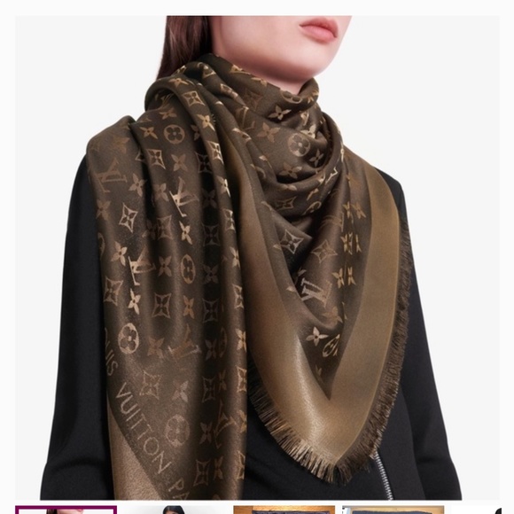 LOUIS Vuitton BROWN GOLD SCARF - Picture 1 of 6